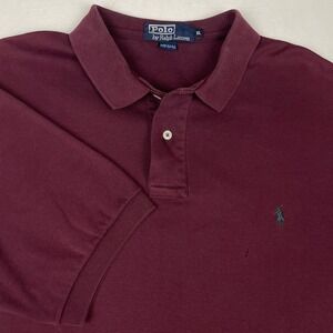 Polo Ralph Lauren Men XL Burgundy Maroon Short Sleeve Cotton Polo Shirt USA Made